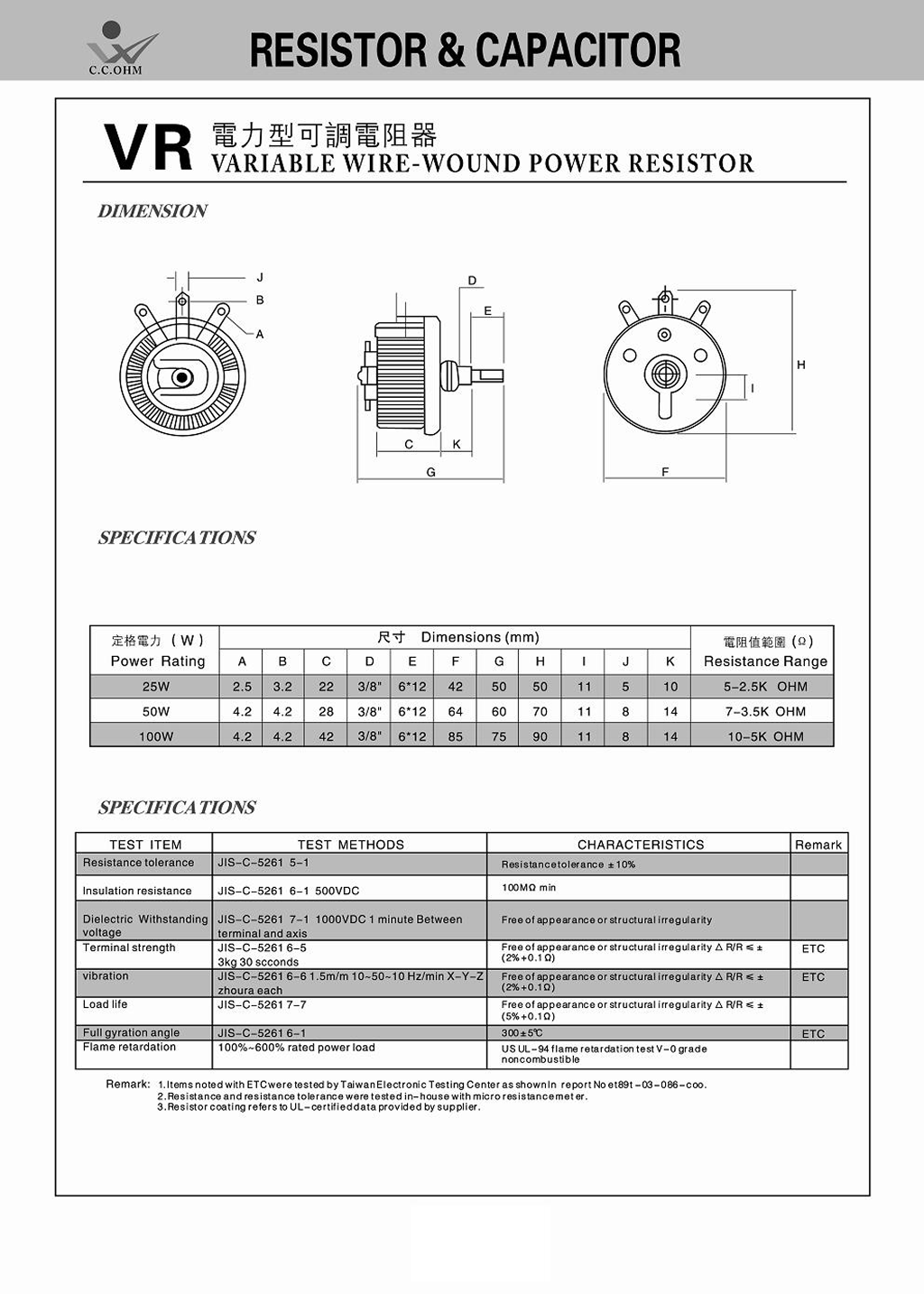 Variable Wire Wound Resistor